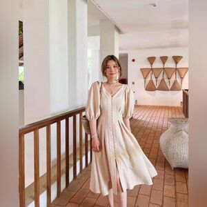 Elegant French Style High-Quality Faux Linen Tailored Top/Dress size S